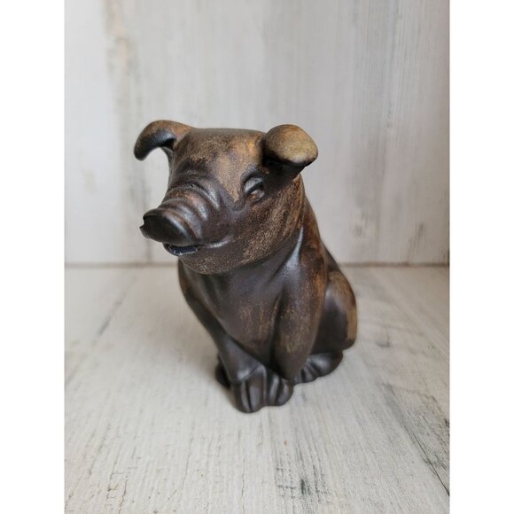 Vintage brown Pig farm animal unique figure home decor xmas - Picture 1 of 7